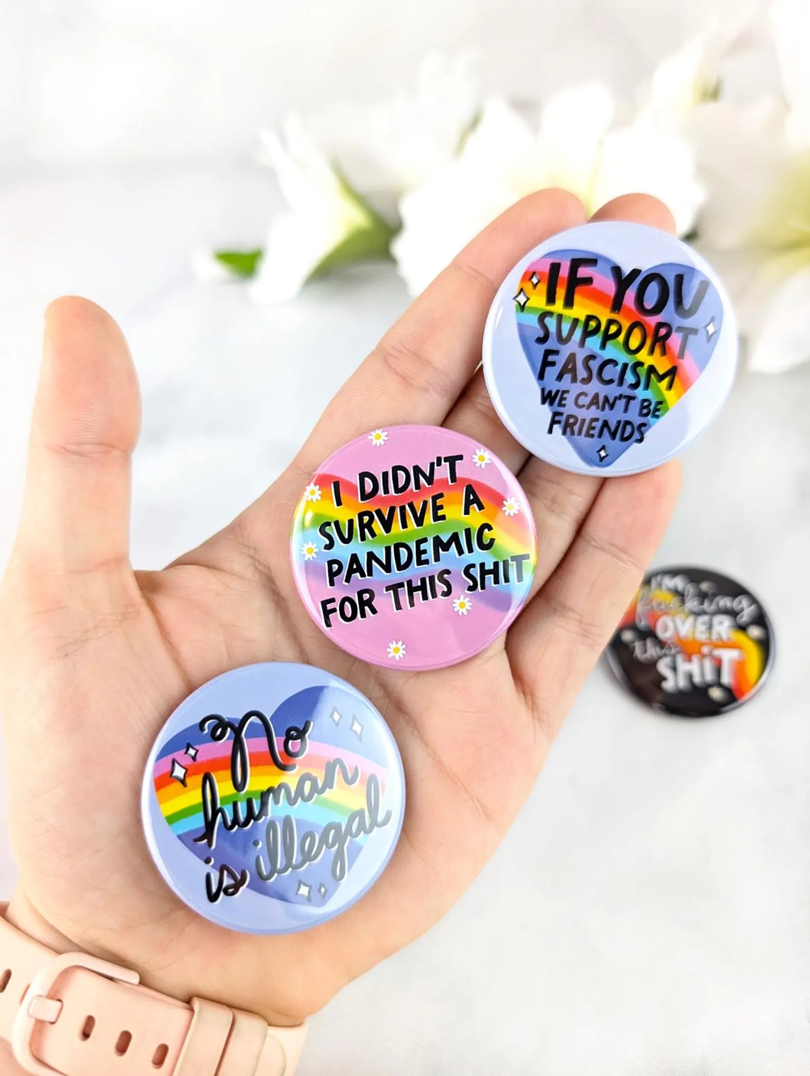 No Human Is Illegal Pinback Button, Social Justice Equality Button