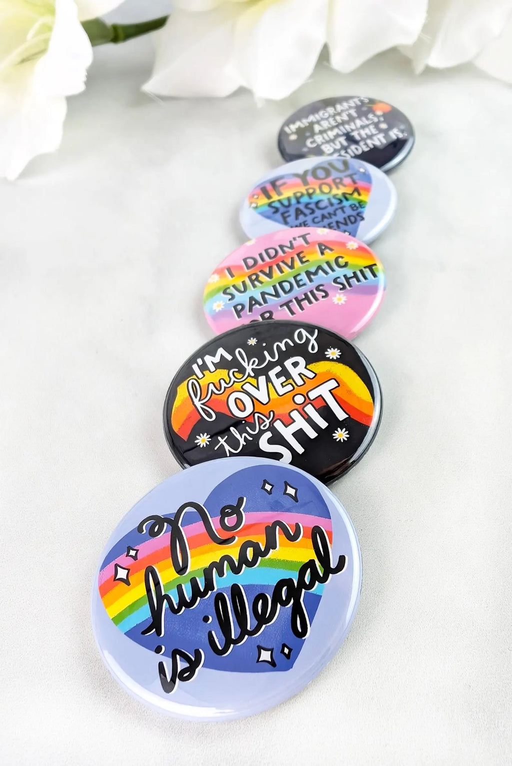 No Human Is Illegal Pinback Button, Social Justice Equality Button