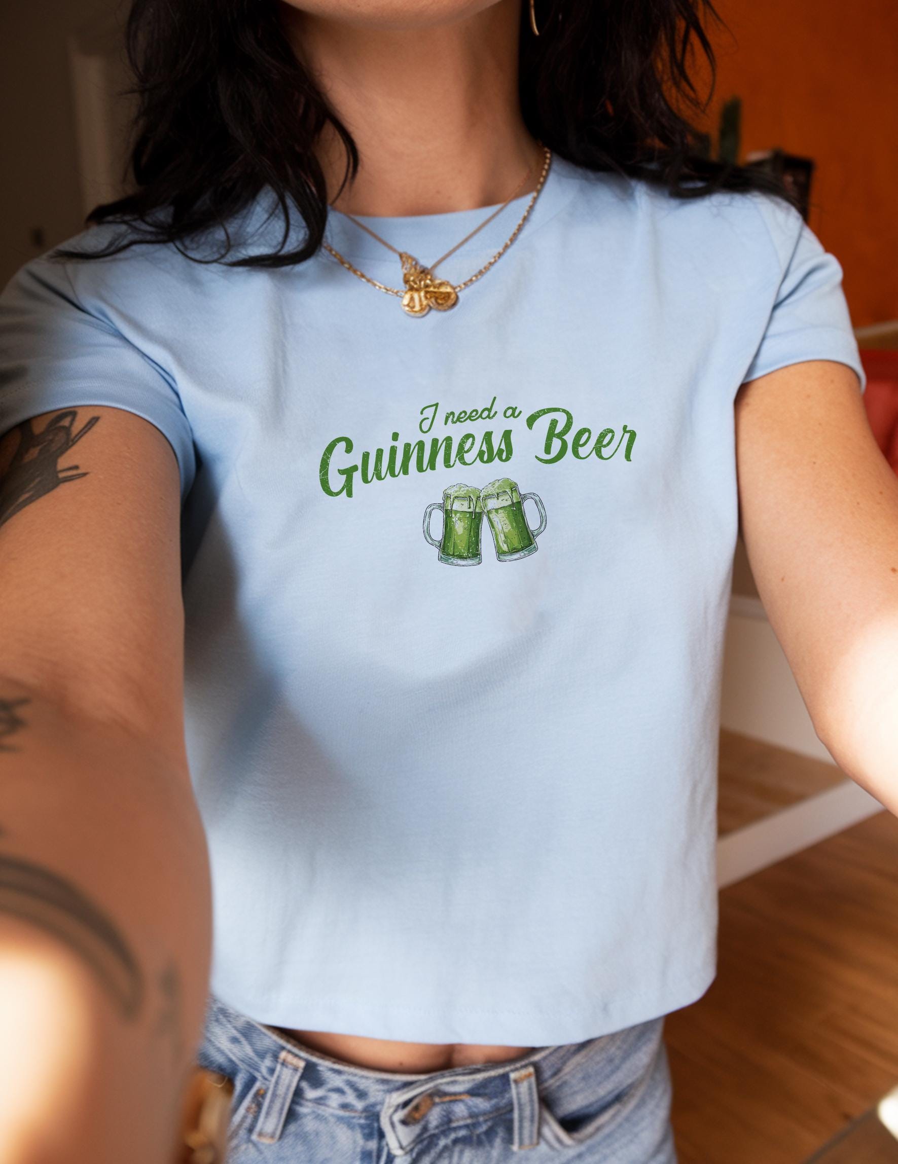 I need a guinness drink CropTop, St Patricks Day Baby Tee
