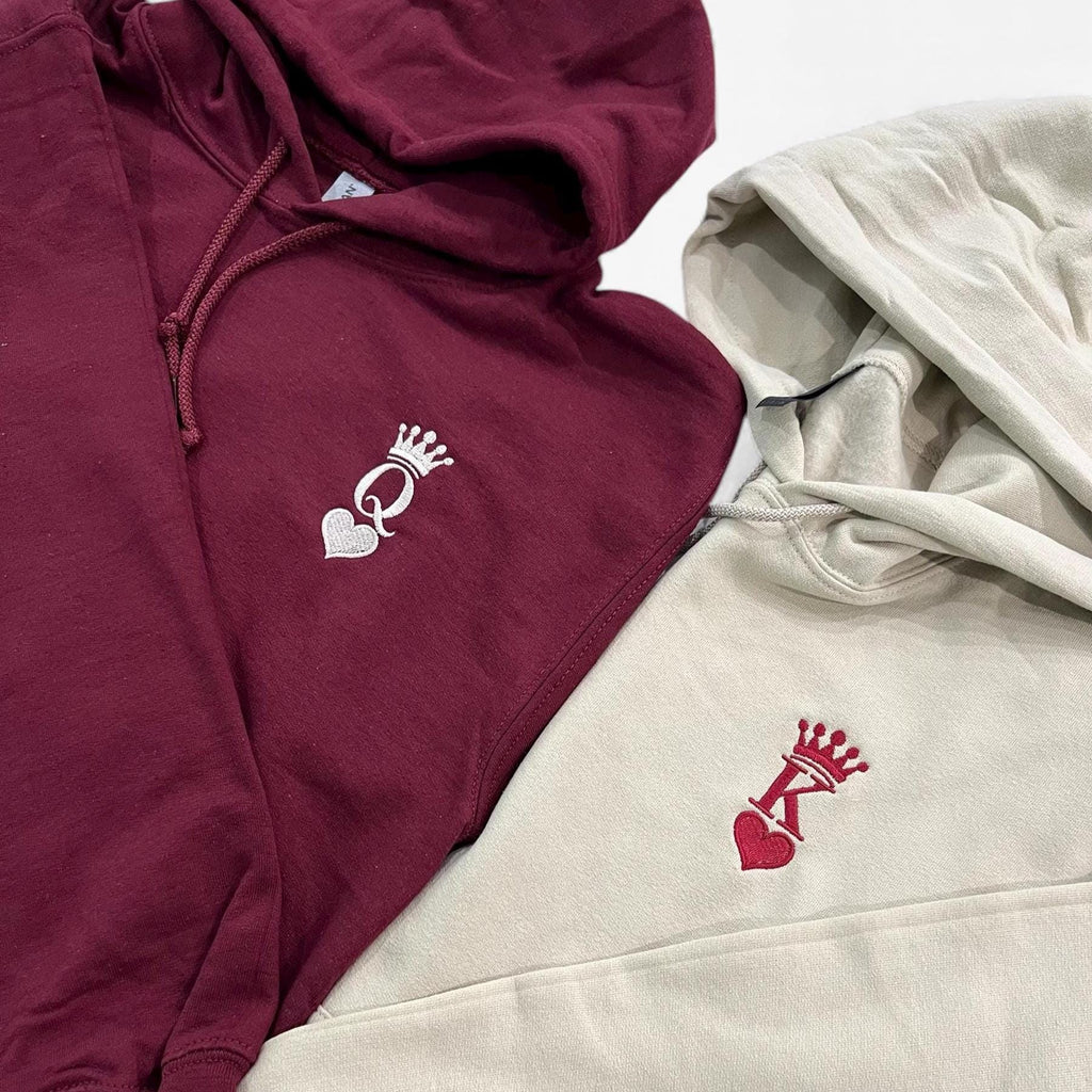 Custom King And Queen Of Hearts Hoodie, Valentine Hoodie, Anniversary Gift