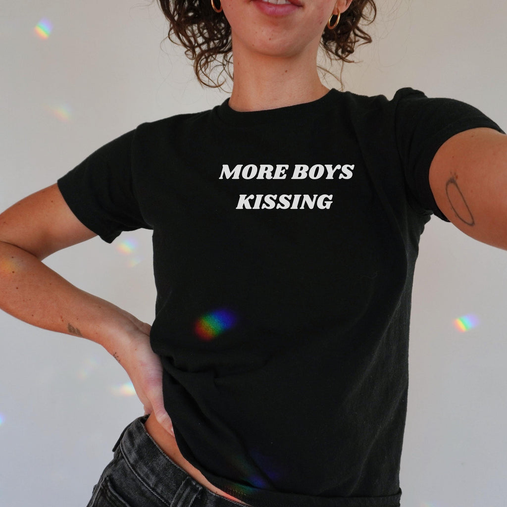 More Boys Kissing Baby Tee, Hockey Romance Shirt