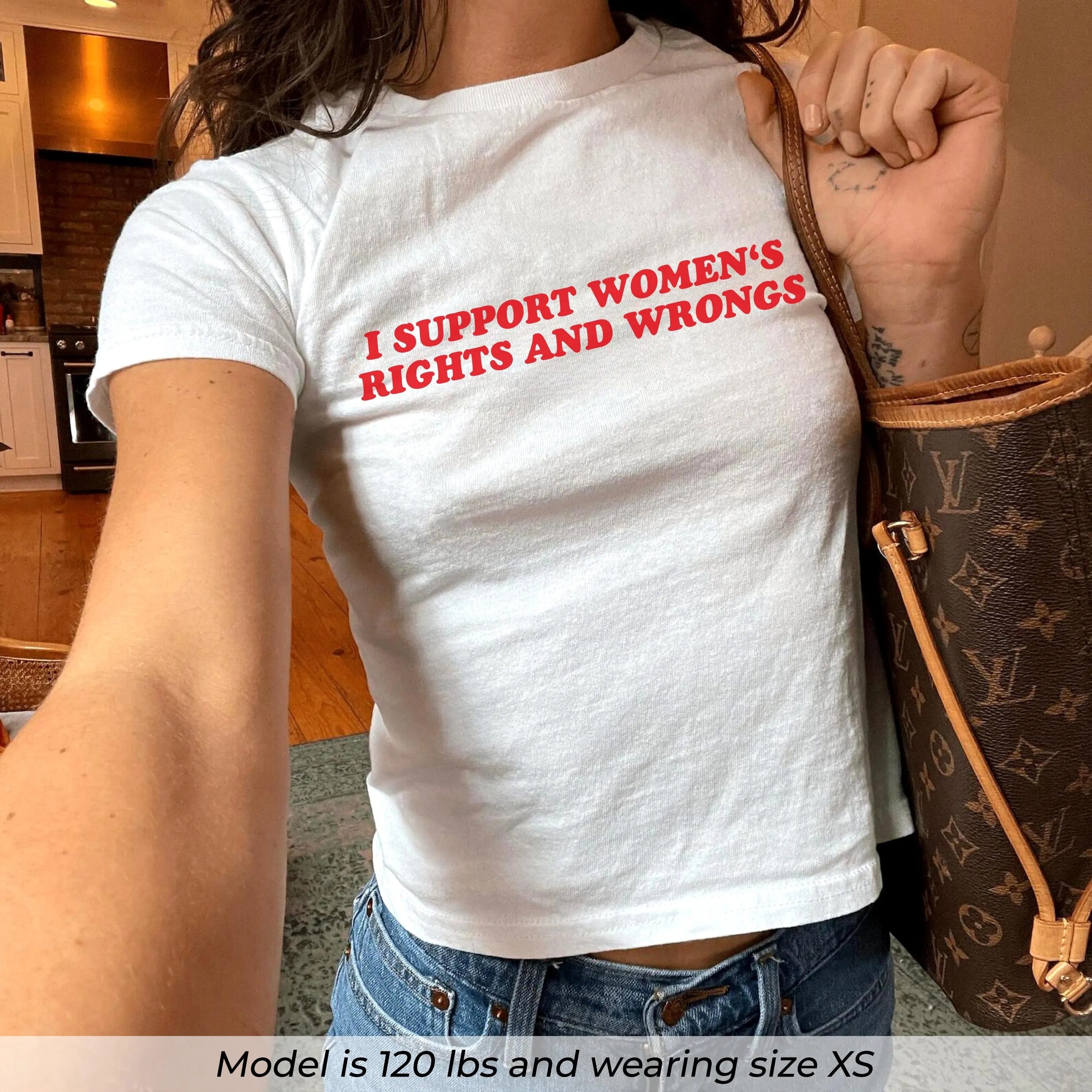 I Support Women's Rights And Wrongs BabyTee, Y2K Style