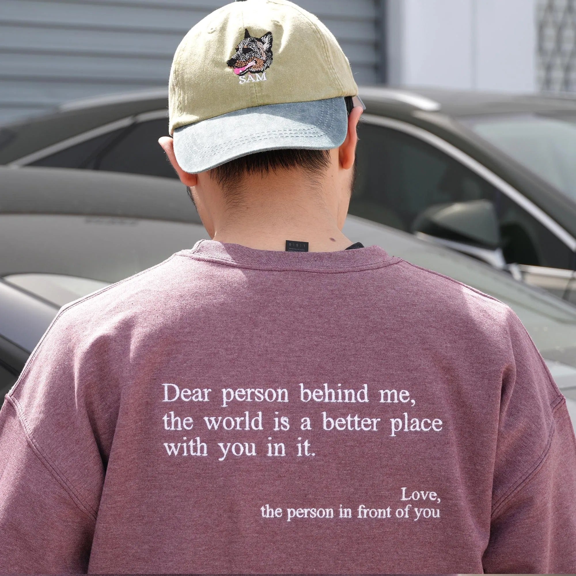 Embroidered Text Sweatshirt: Dear Person Behind Me Crewneck, Quote Embroidered