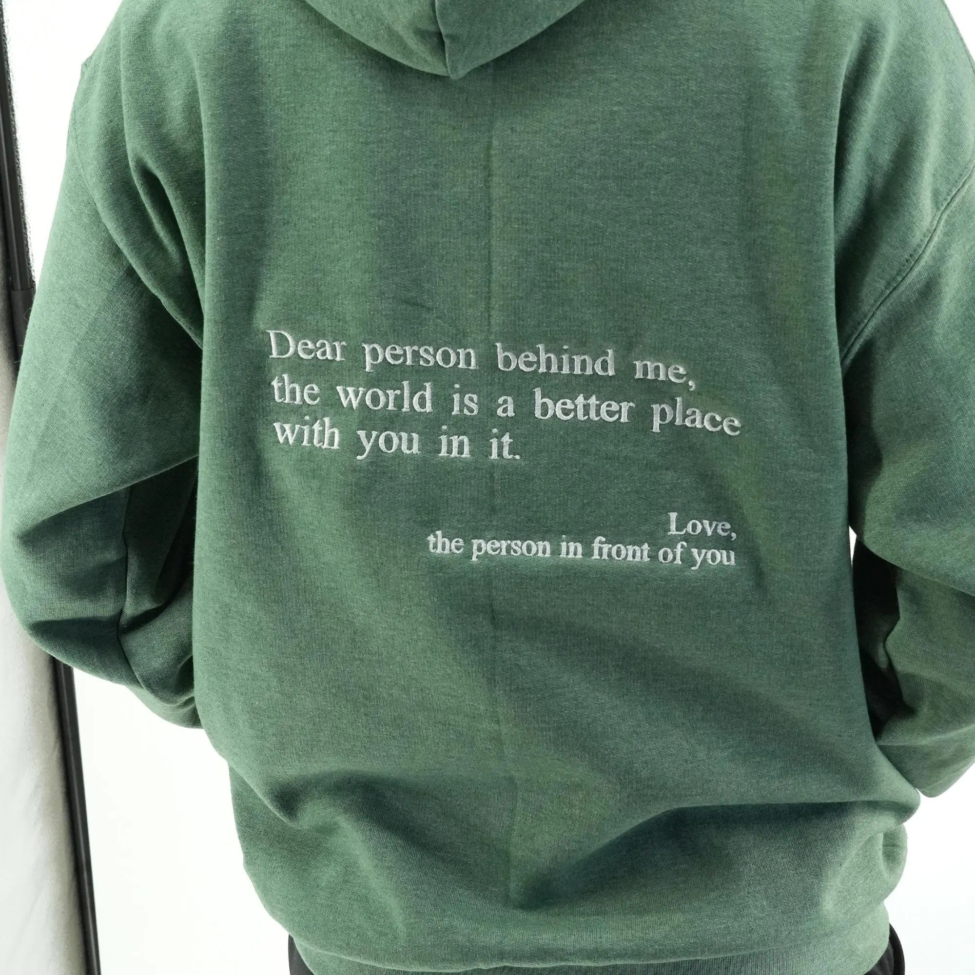 Embroidered Text Sweatshirt: Dear Person Behind Me Crewneck, Quote Embroidered