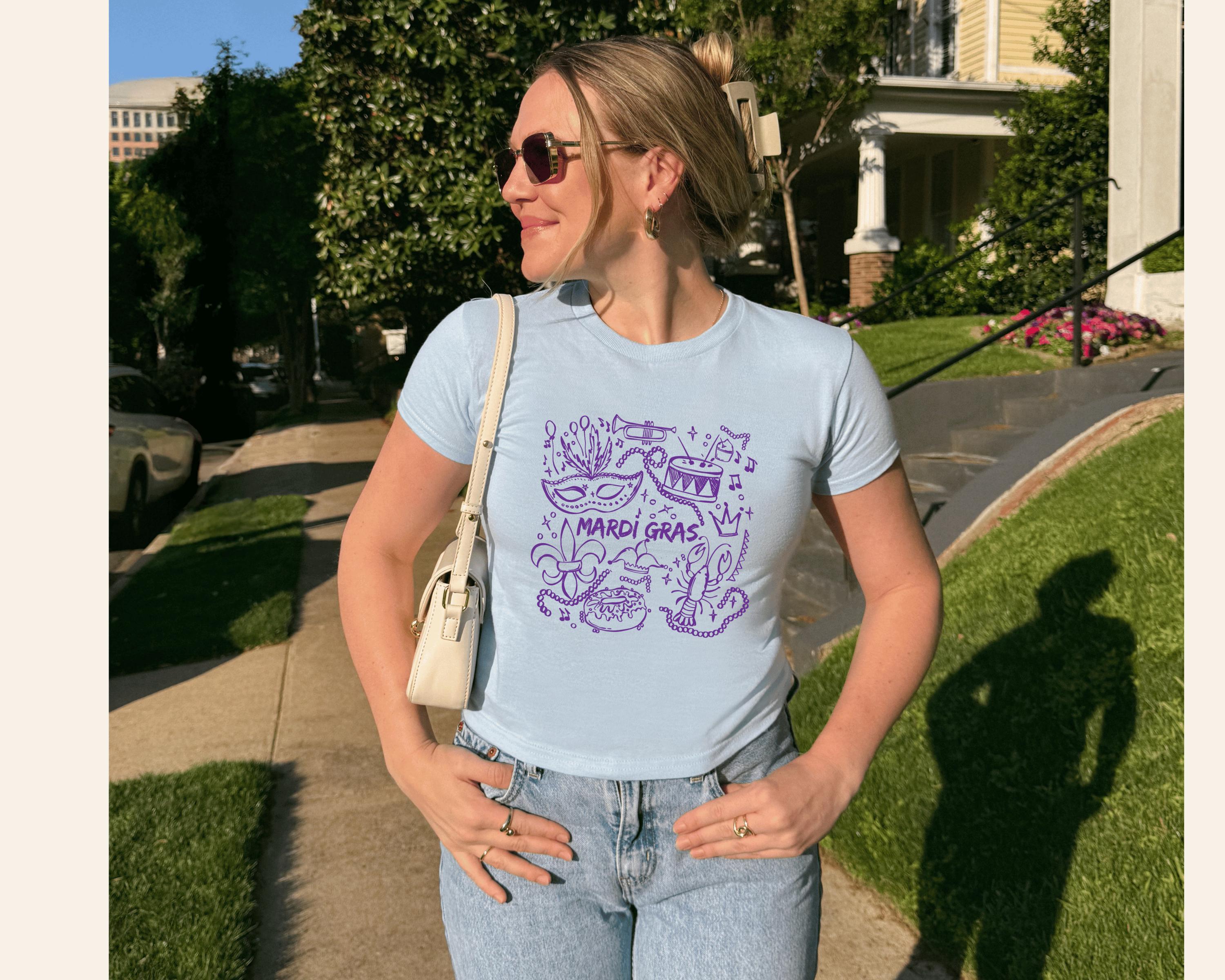 Mardi Gras Baby Tee, Throw Me Something Women’s Shirt