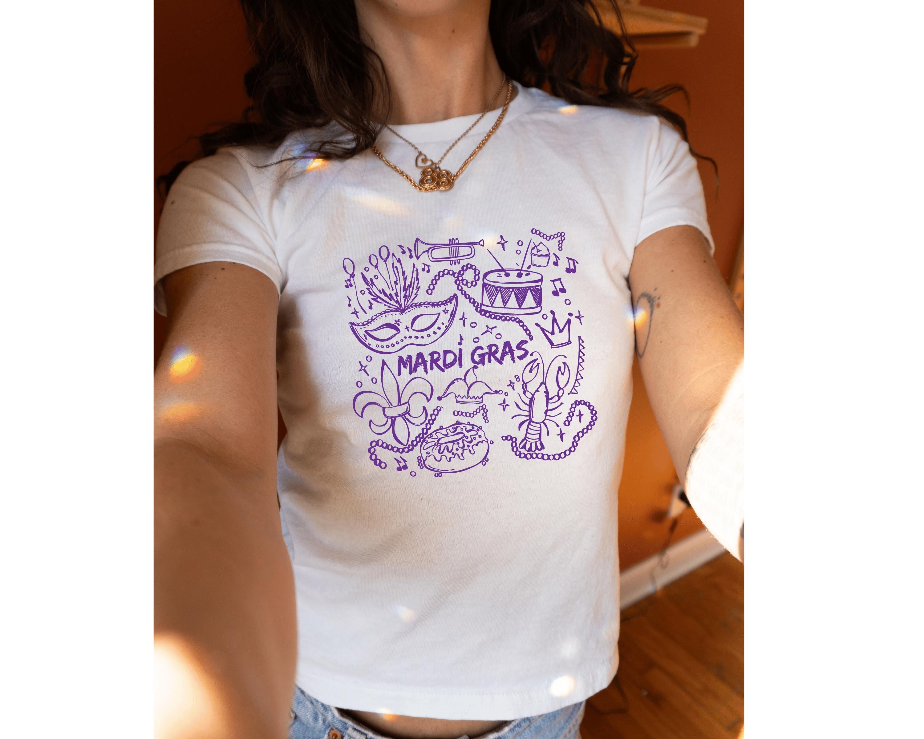 Mardi Gras Baby Tee, Throw Me Something Women’s Shirt