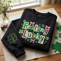Embroidered Feeling Lucky Sweatshirt, St Patrick Day Crewneck