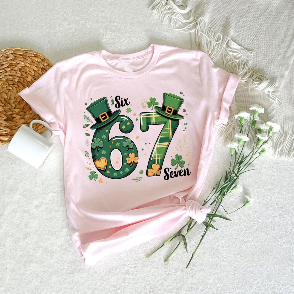 Funny 6 7 Shamrocks Shirt, Six Seven Meme St. Patrick’s Day Tee