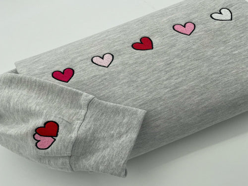 Cute Hearts Embroidered Crewneck, Valentine's Crewneck