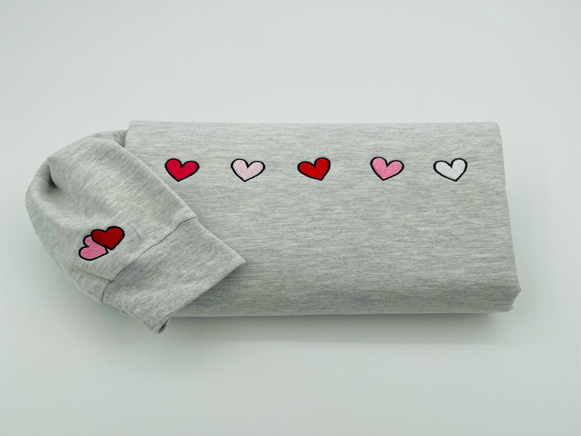 Cute Hearts Embroidered Crewneck, Valentine's Crewneck