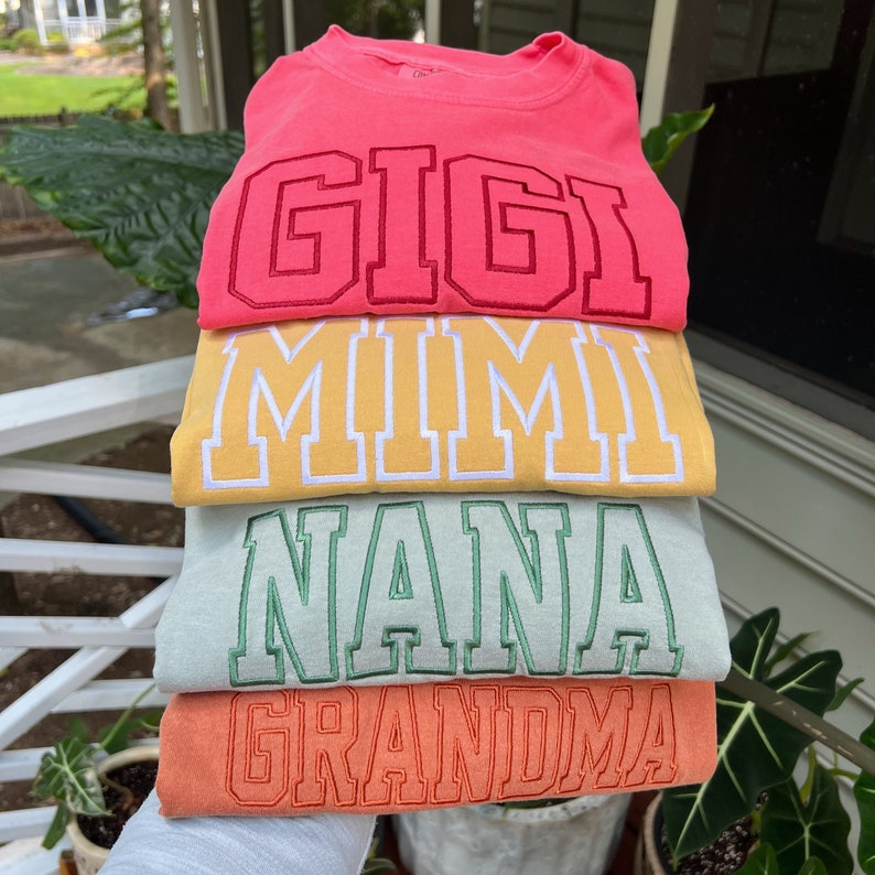 Embroidered Grandma Shirt, Gigi Shirt, Gift For Mother's Day